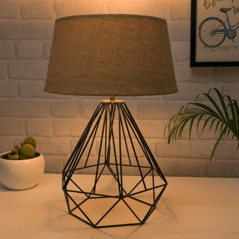 Diamond Dust Fabric Table Lamp - Brown,Black media 1