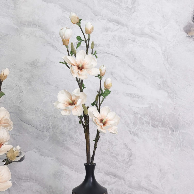 Artificial Magnolia Flower Stick With Lasting Charm - White media 3