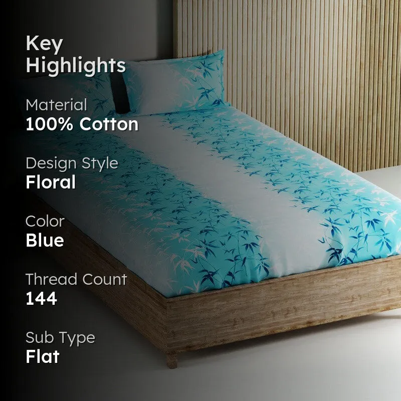 Vornel Cotton Bedsheet (Blue) - 144 TC media 2