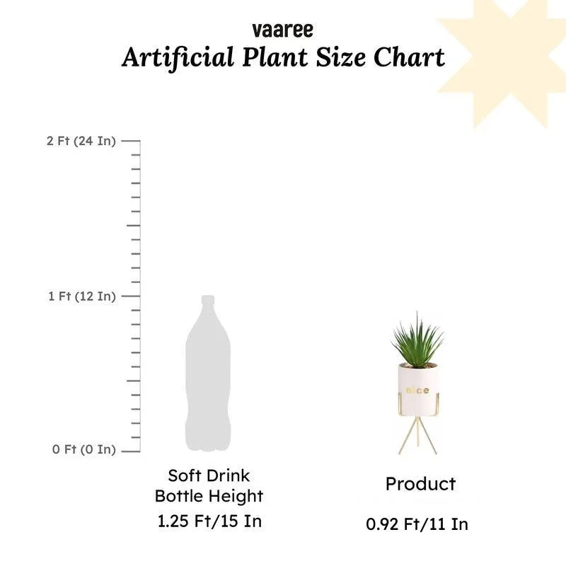 Faux Aloe Vera In White Pot With Tripod (27.5 cms) - Small media 6