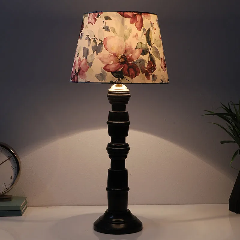 Lumikko Kente Printed Mango Wood Table Lamp - Multicolor media 1