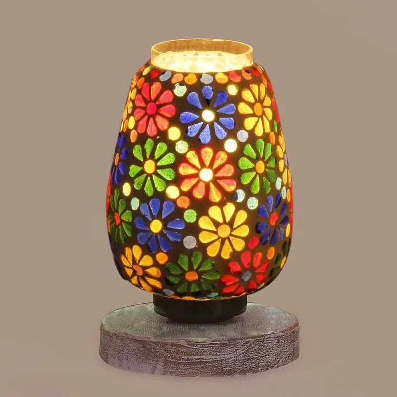 Crystique Glass Table Lamp With Wooden Base - Multicolor media 7
