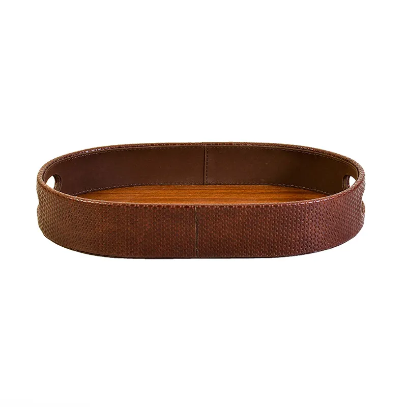 Tishue Faux Leather Serving Tray (Brown) - Set Of Two media 3