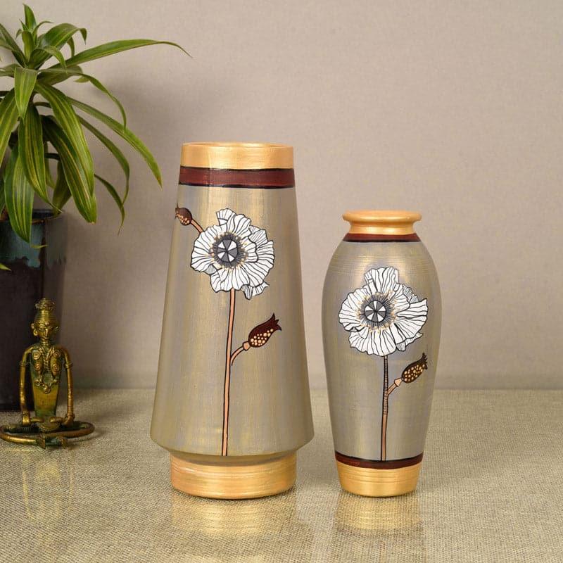 Golden Glam Terracotta Vase - Set Of Two
