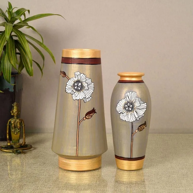 Golden Glam Terracotta Vase - Set Of Two media 1
