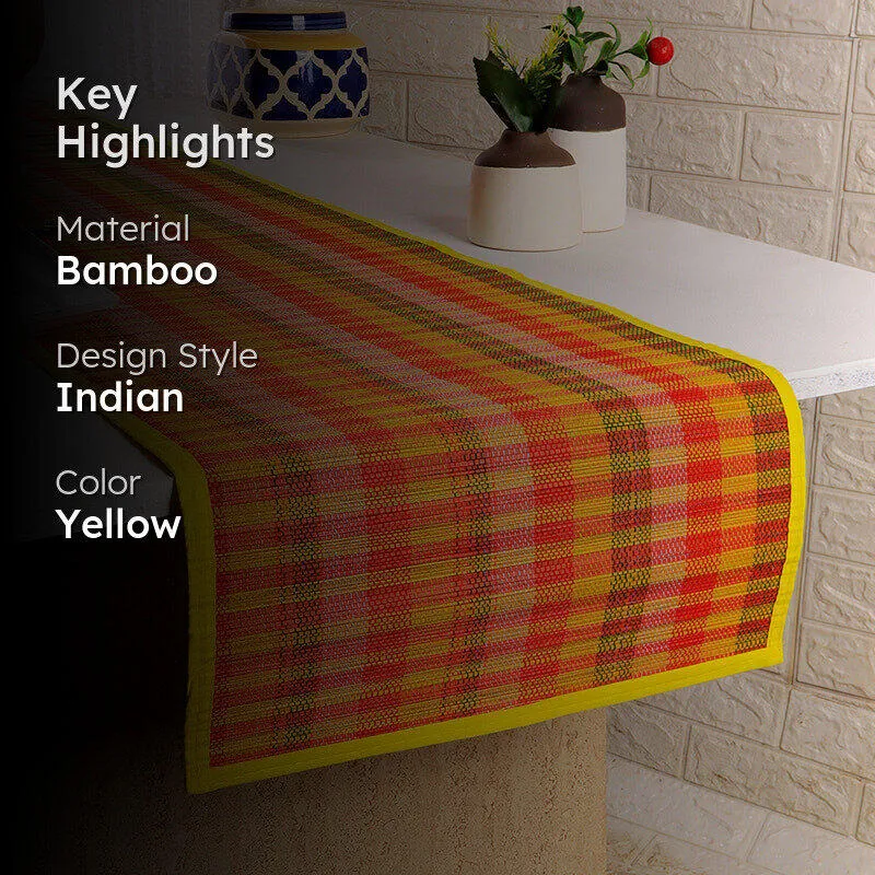 Chequered Zen Bamboo Table Runner - Yellow media 2