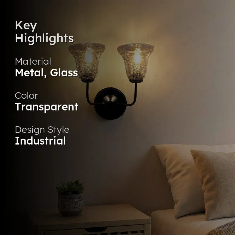 Crystal Flare Tiwn Shade Glass Wall Lamp media 2
