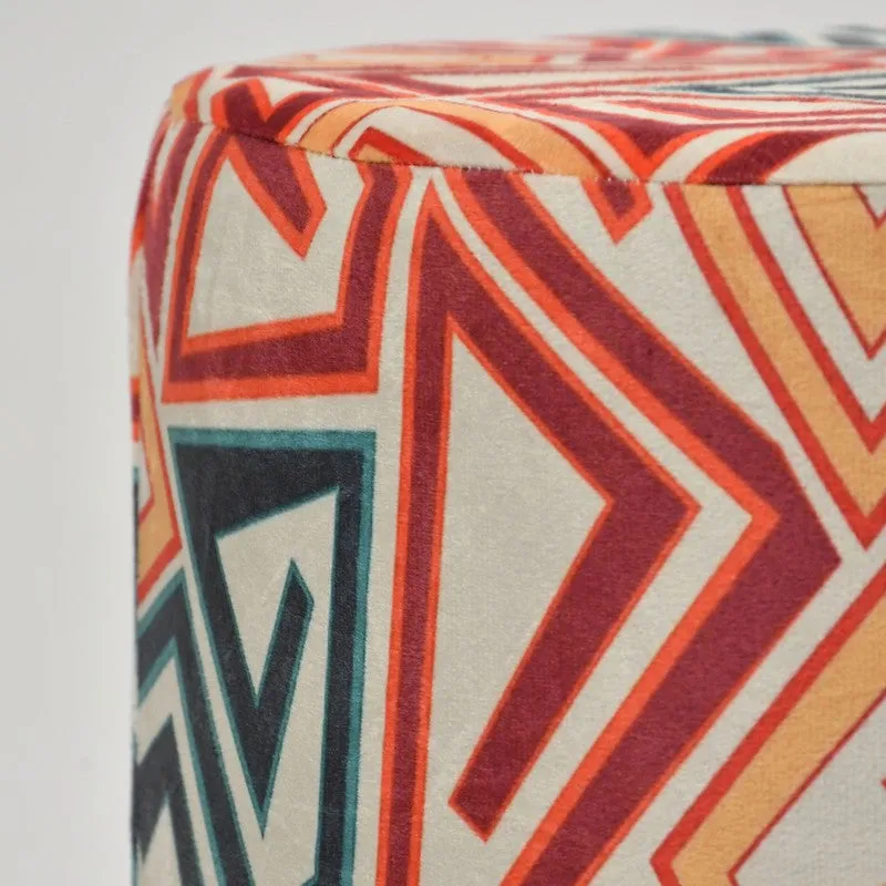 Navine Geometric-print Multicolor Engineered Wood Ottoman media 4