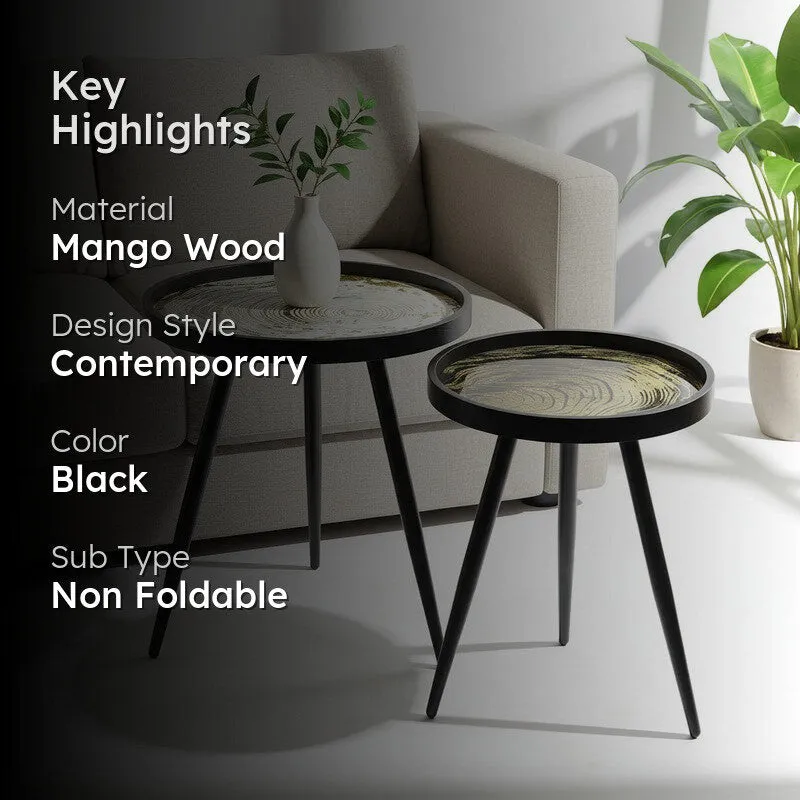 Compact Mango Wood Side & Bedside Tables - Set of Two media 2