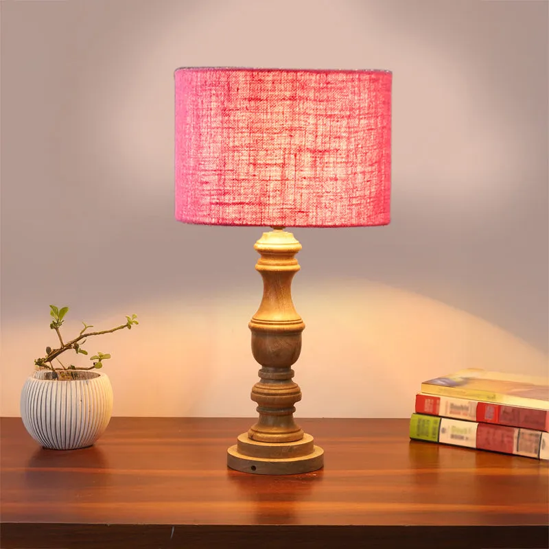 Sienna I Carve Wooden Table Lamp - Pink,Brown media 2