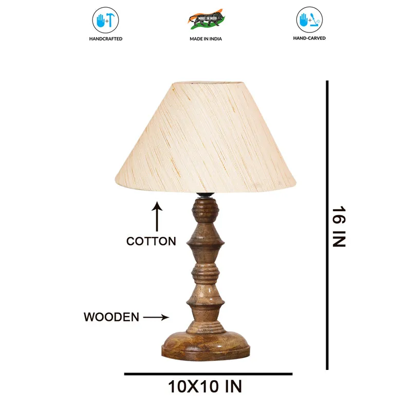 Cotin II Timber Wooden Table Lamp - Ivory,Brown media 7