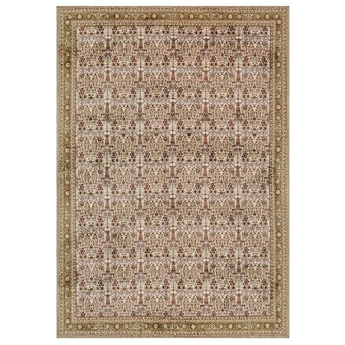 Ethnic Machine-Made Polyester Carpet in Brown and Yellow | Vaaree