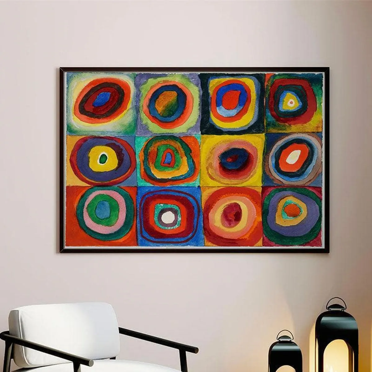 Kandinsky Rings Vibrant Abstract Multicolor Canvas Wall Art - Modern Rectangular ...