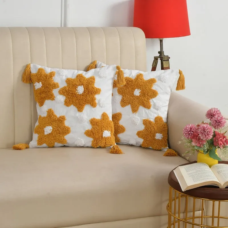 Helianthus Tufted Cotton Cushion Cover - Set Of Two media 1