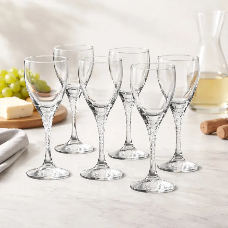 Pasabahce Twix White Wine Glasses (180 ml Each) - Set Of Six media 1