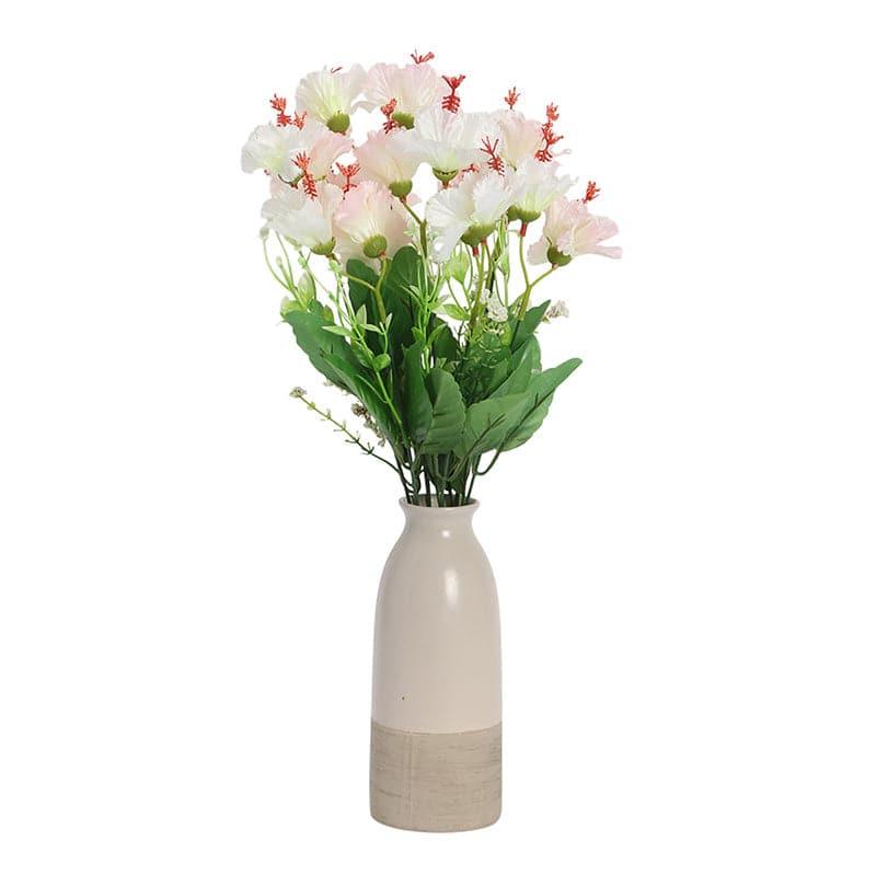 Faux Hibiscus Floral Bunch (White) - Set Of Two media 3
