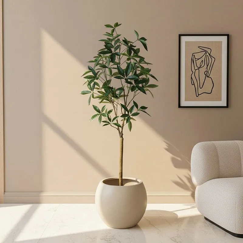 Frivala Artificial Chestnut With Black Plastic Pot - 5.6 Feet media 1