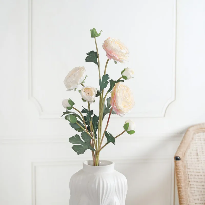 Florya Rose Fabric Artificial Flower - White media 4