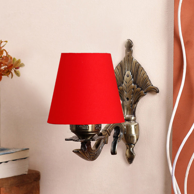 Magda Masique Conical Fabric & Metal Wall Lamp - Red media 3