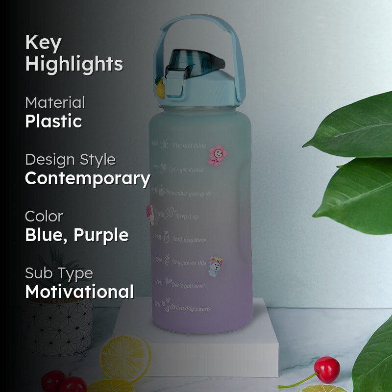 Ombre Sip Water Tumbler With Straw & Stickers (Blue,Purple) - 2 L media 2