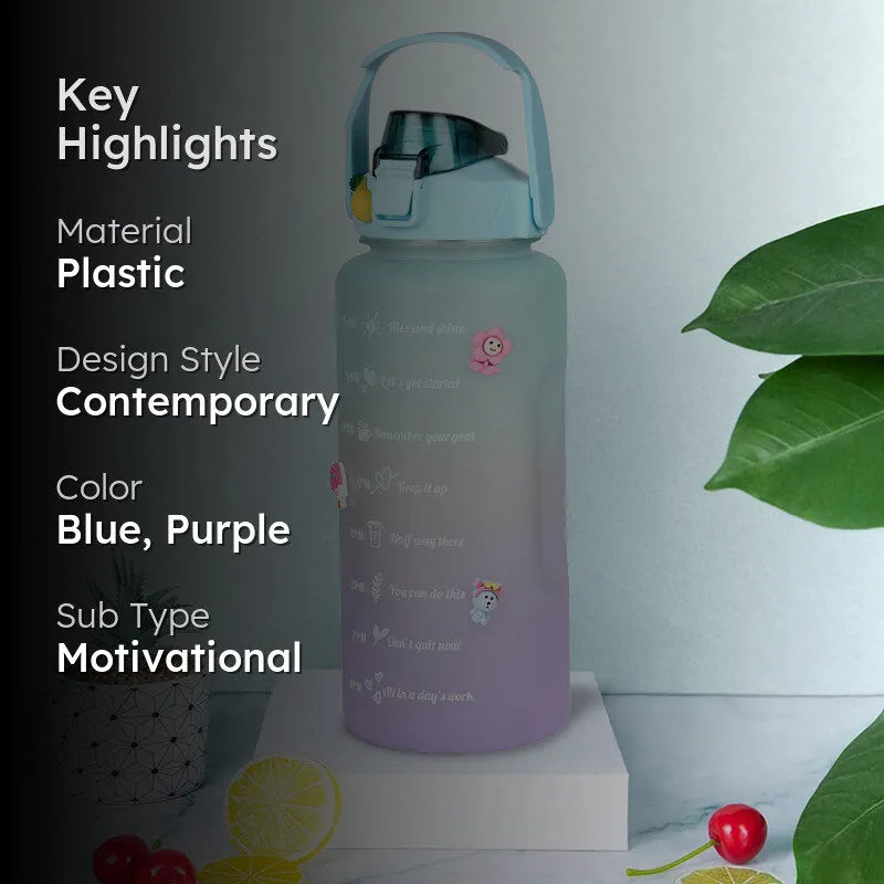 Ombre Sip Water Tumbler With Straw & Stickers (Blue,Purple) - 2 L media 2