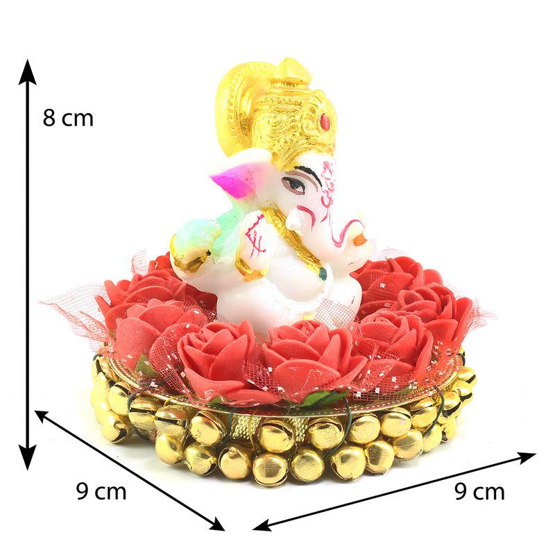 Ganesha Pooja Plate Idol - Red & White media 7