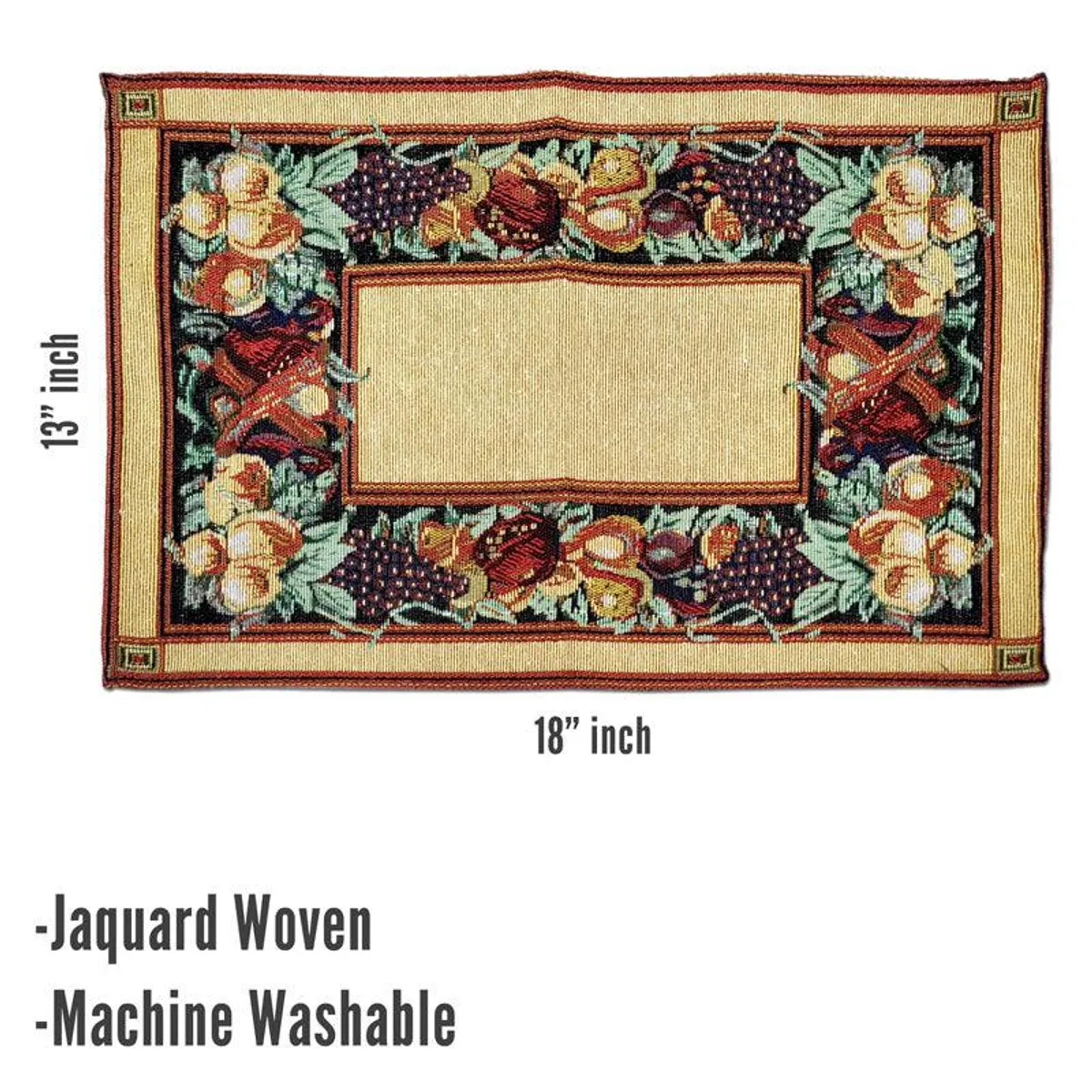 Single rectangular placemat with floral border and plain centre panel