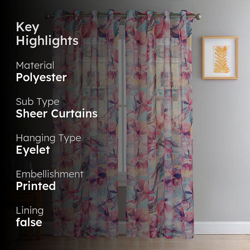 Elaria Linen Texture Sheer Curtain - Set Of Two media 2