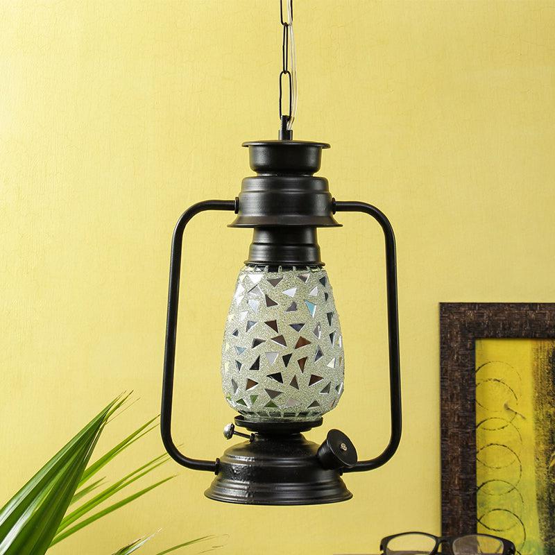 Dvija Mosaic Lantern Glass Ceiling Lamp - Black media 4