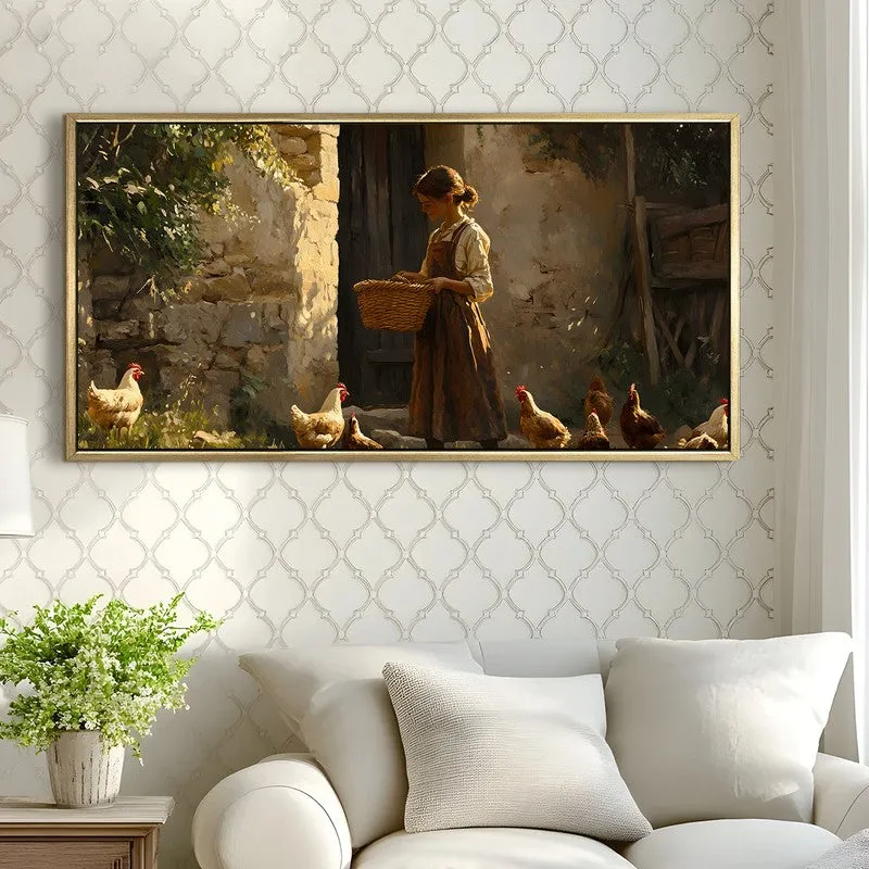Henscape Canvas Wall Painting With Frame media 4