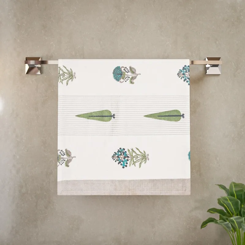 Jungle Fern Cotton Hand Towel (Grey) - Set Of Two media 4