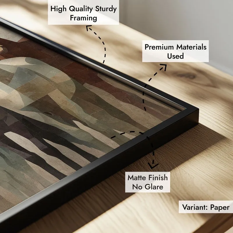 Earthy Horse Wall Painting With Black Frame media 9