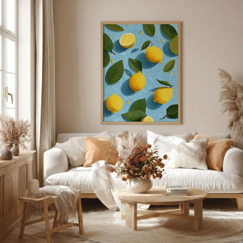 Lemon Study Canvas Wall Painting - Brown Frame media 4