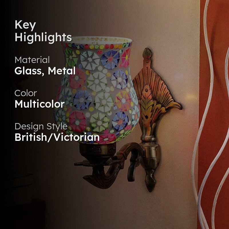 Phulkari Mosaic Glass & Metal Wall Lamp media 2