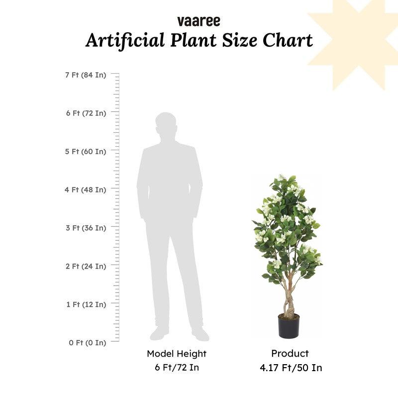 Faux Realtouch White Bougainvillea Plant With Black Plastic Pot - 4.1 Feet media 9