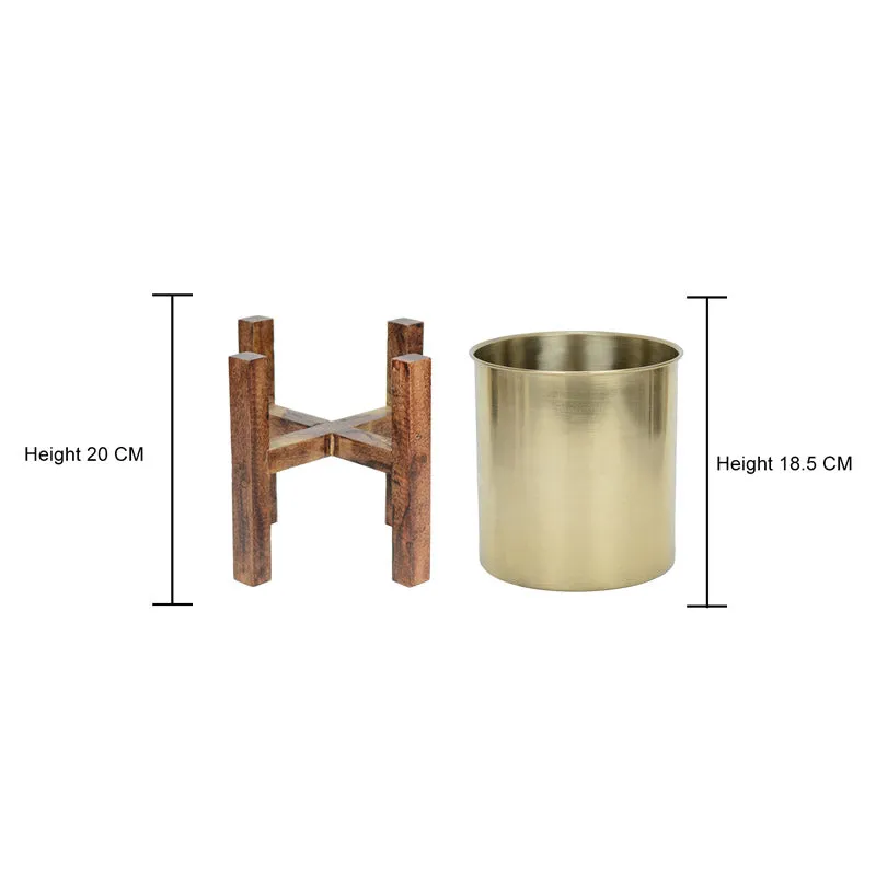 Hita Stainless Steel Planter - Gold media 4