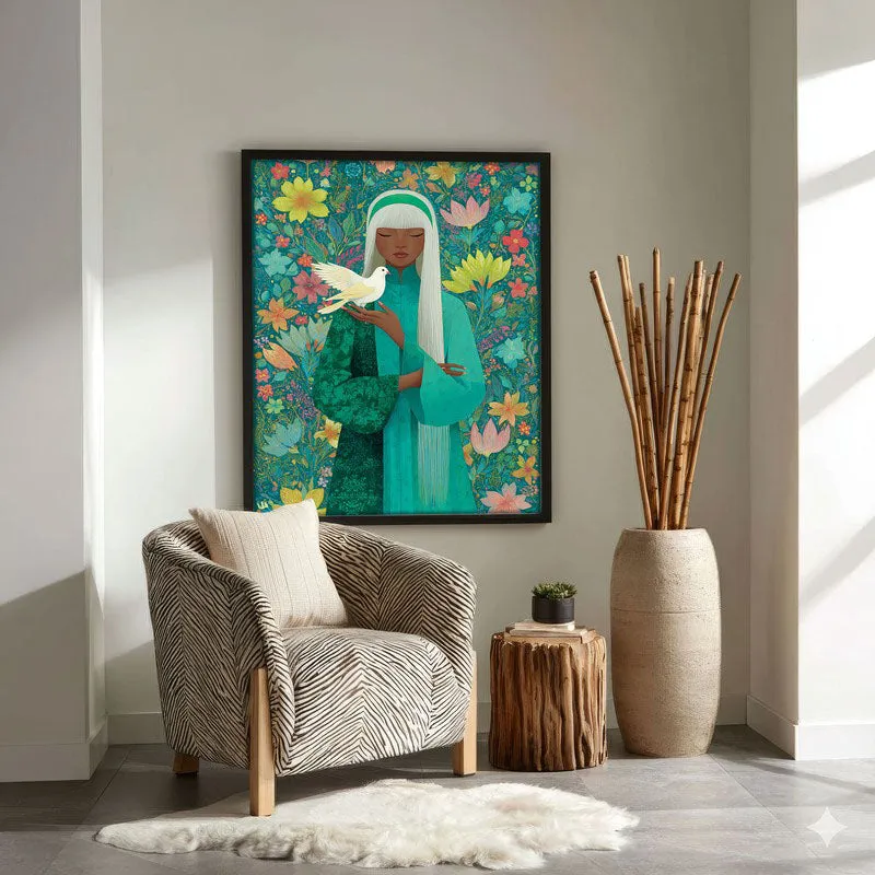 Dove Whisper Canvas Wall Painting - Black Frame media 4