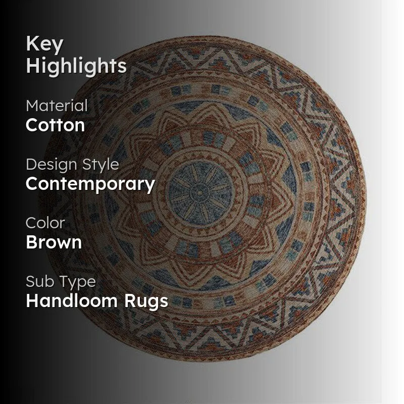 Milana Ethnic Round Cotton Rug media 2