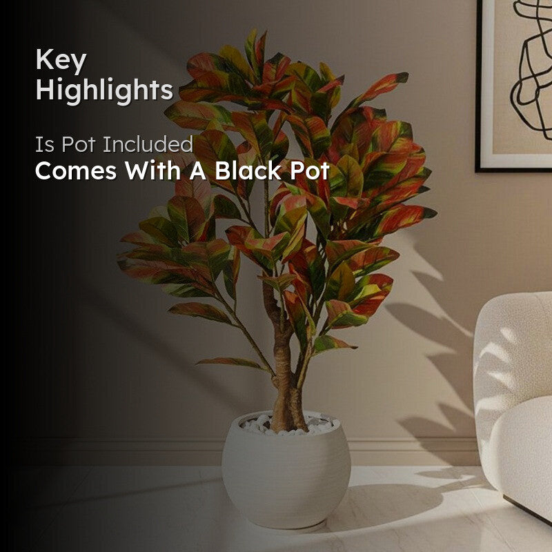 Arelon Autumn Leaf Artificial Plant With Black Plastic Pot - 110 cm (3.6 ft) media 2