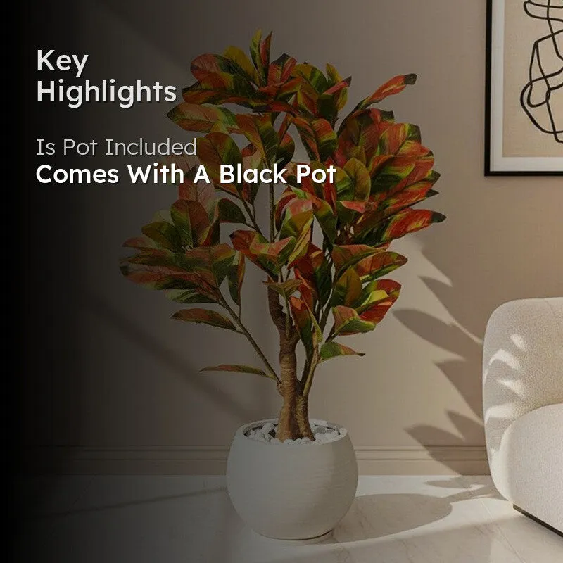 Arelon Autumn Leaf Artificial Plant With Black Plastic Pot - 110 cm (3.6 ft) media 2
