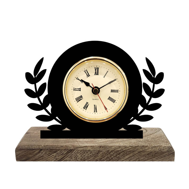 Laurel Of Time Iron & Mango Wood Table Clock media 3