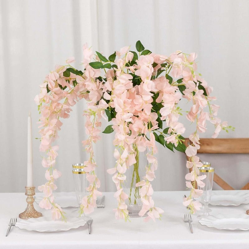 Wisteria Silk Lizzia Artificial Flower Vine - Peach media 7