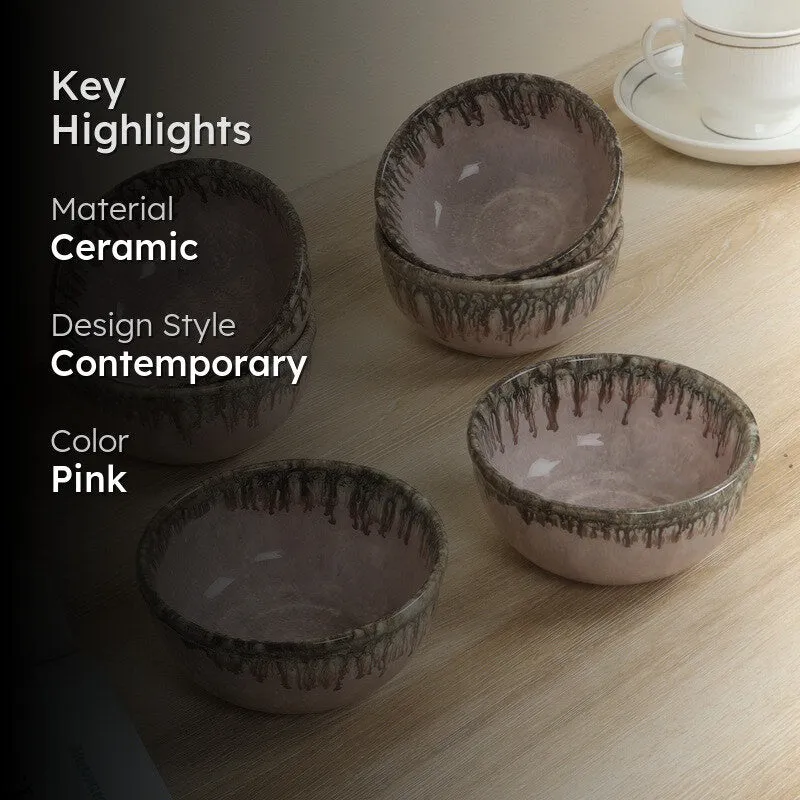 Opaline Snack Bowls (Pink,200 mL Each) - Set Of Six media 2