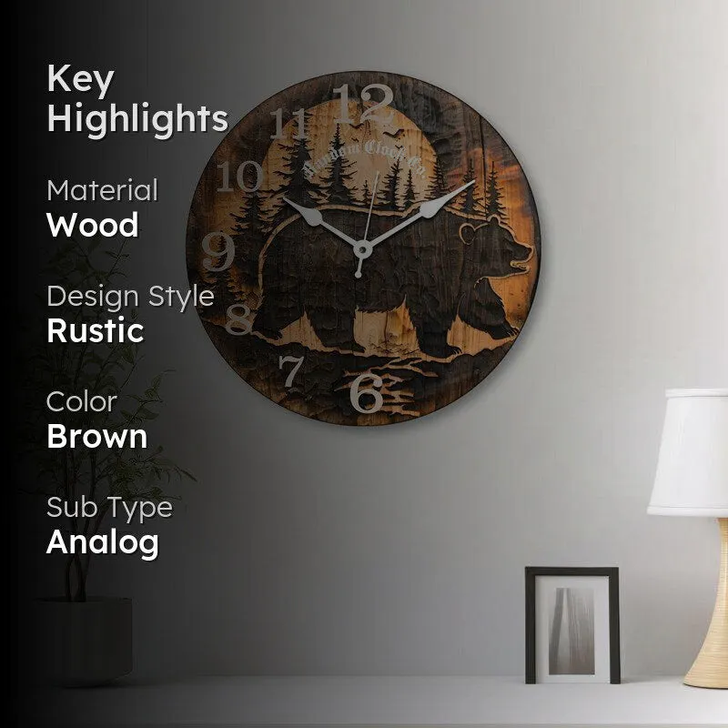 Momentus Analog Wooden Wall Clock media 2