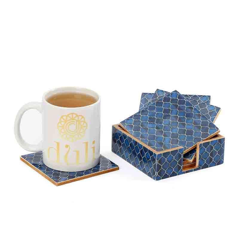 Ombre Checkered Coasters - Blue - Set Of Four media 6
