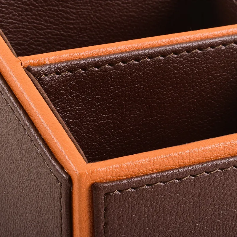 Tisca Slant Faux Leather Desk Organizer - Brown media 5
