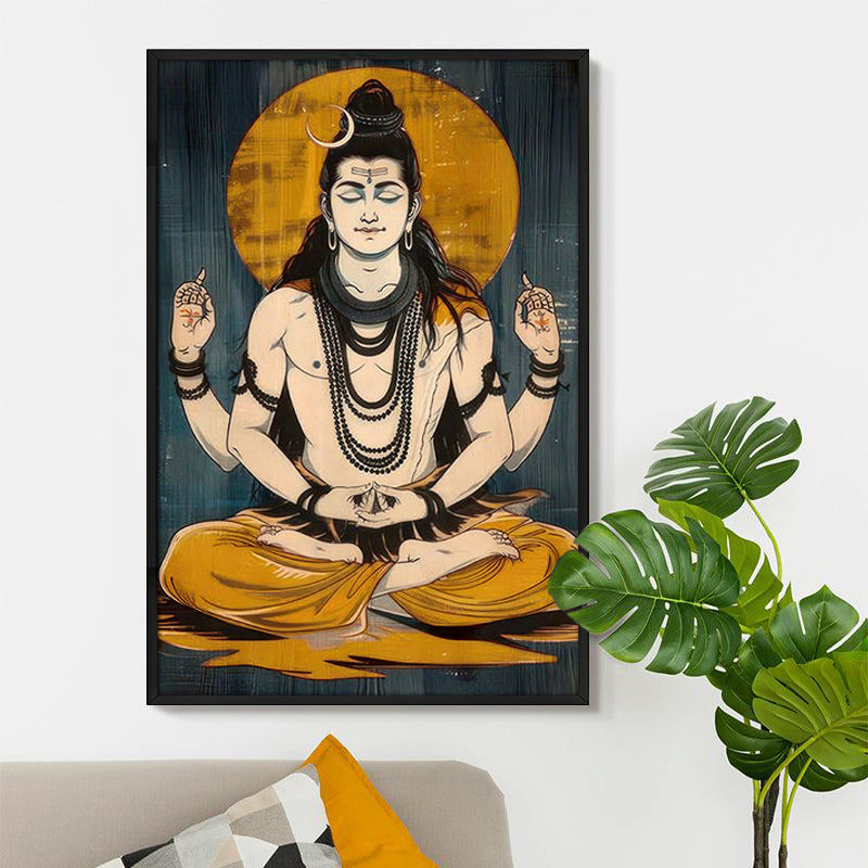 The Tranquil Yogi Wall Painting With Frame media 5