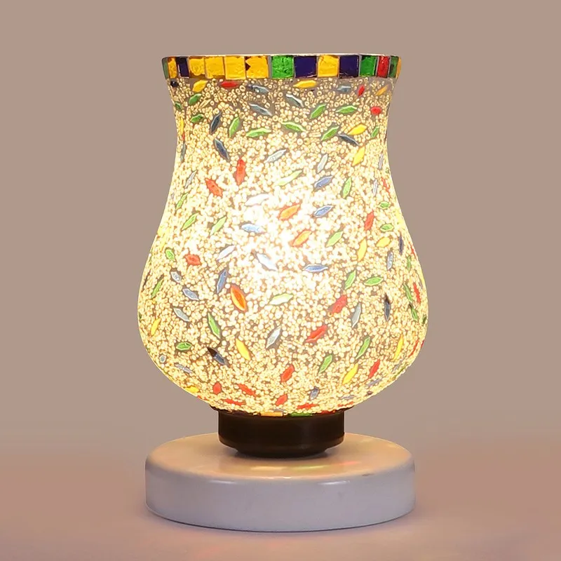 Aurira Mosaic Glass Table Lamp With Wooden Base - Multicolor media 6