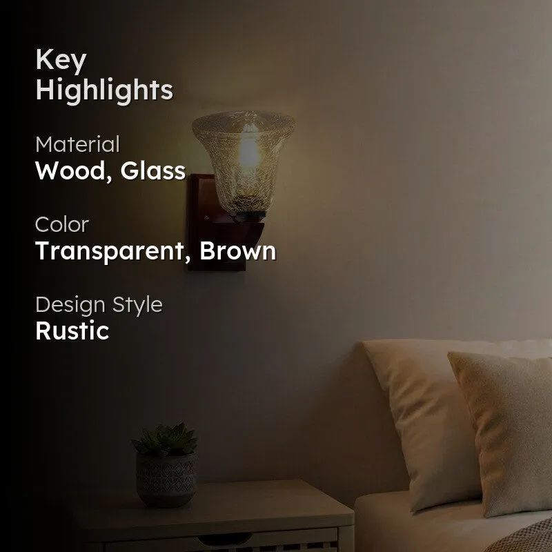 Crystal Flare Wooden Base Glass Wall Lamp media 2