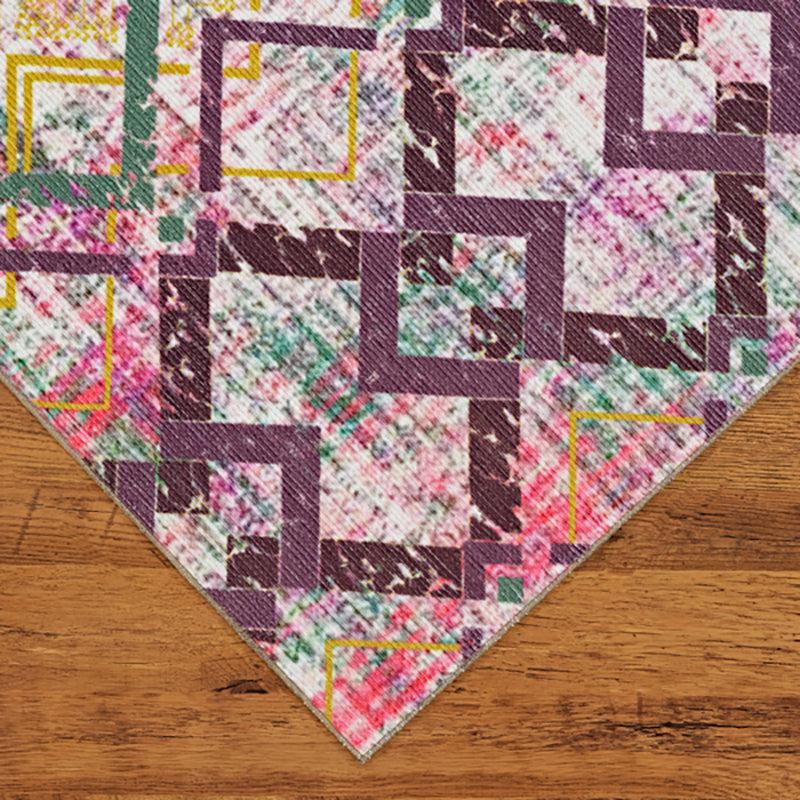 Thrain Geometric Polyester Anti-Skid Carpet - Pink media 7